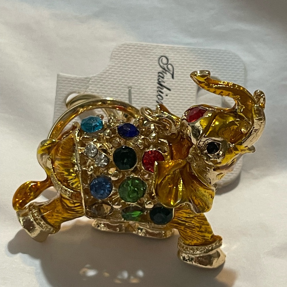 Colorful rhinestones, Elephant bag charm